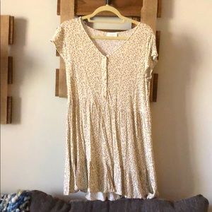 Short yellow flower babydoll dress